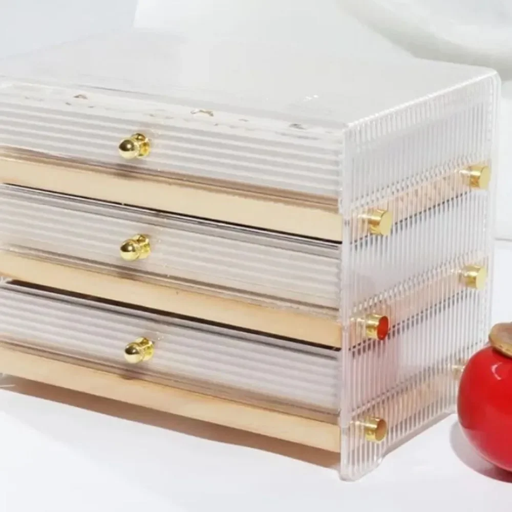 NIB Acrylic Jewelry /Organizer with Wood And Gold Accents